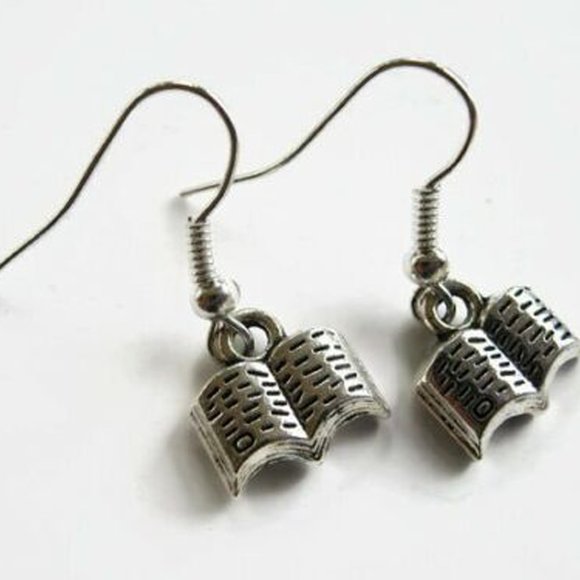 Book Silver Earrings - Picture 2 of 3